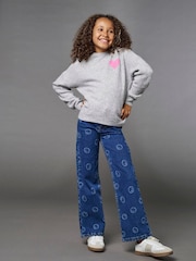 Only KIDS Juicy Regular Waist Flared Smiley Jeans med Comfort Stretch - Bild 1 av 5