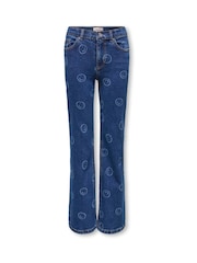 Only KIDS Juicy Regular Waist Flared Smiley Jeans med Comfort Stretch - Bild 3 av 5
