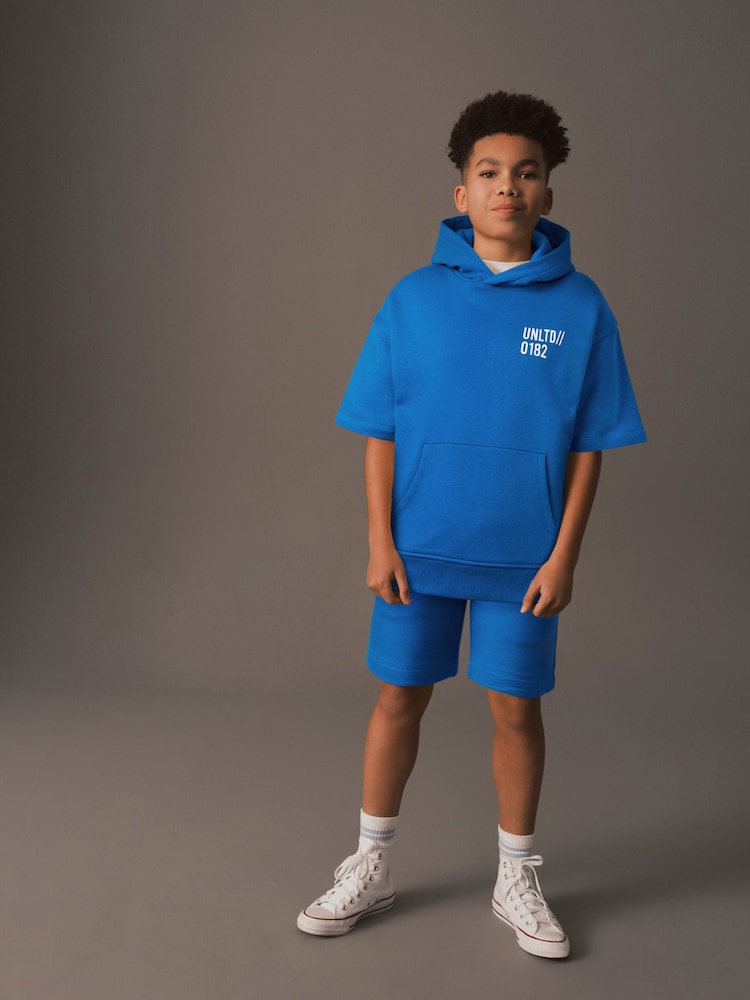 Cobalt Blue Short Sleeve Hoodie and Shorts Set (3-16yrs) - Image 1 of 6