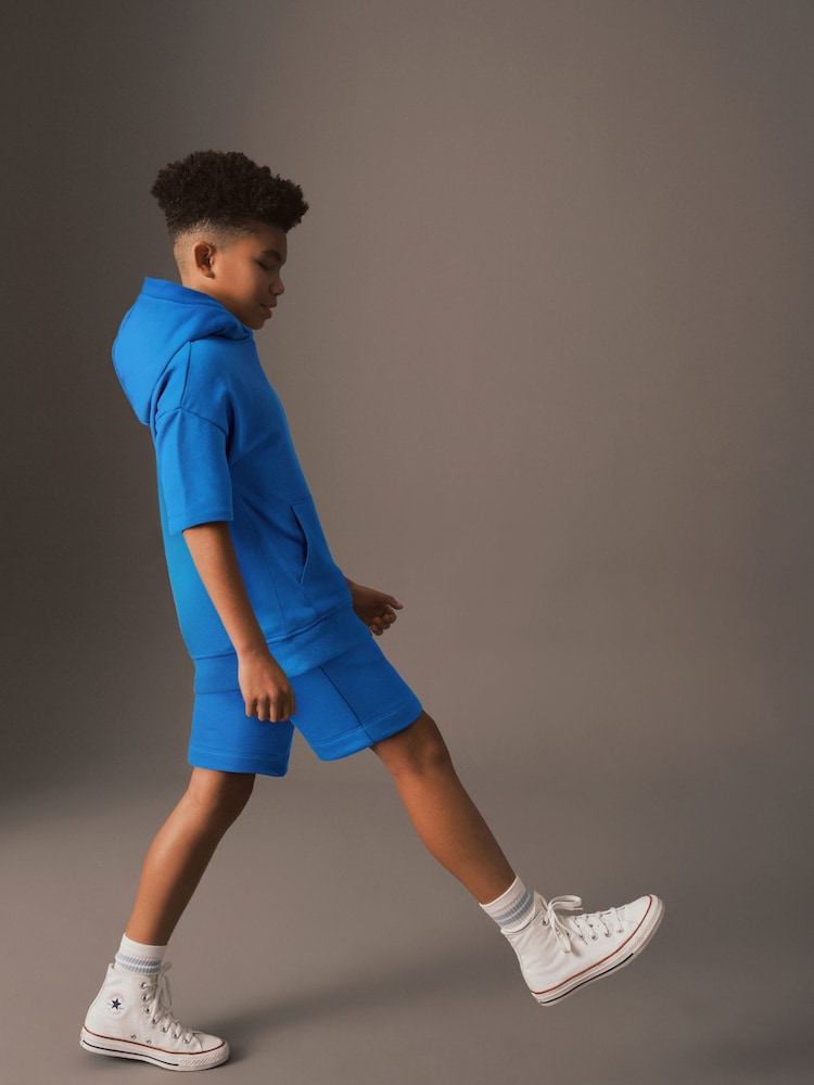 Cobalt Blue Short Sleeve Hoodie and Shorts Set (3-16yrs) - Image 2 of 6