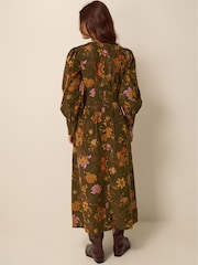Monsoon Green Princella Floral Corduroy Midi Dress - Image 2 of 4