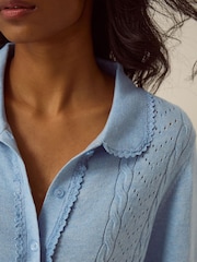 Monsoon Blue Carey Cable Knit Cardigan - Image 4 of 4
