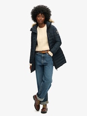 Superdry Blue Fuji Hooded Mid Length Puffer Jacket - Image 2 of 8