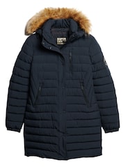 Superdry Blue Fuji Hooded Mid Length Puffer Jacket - Image 6 of 8
