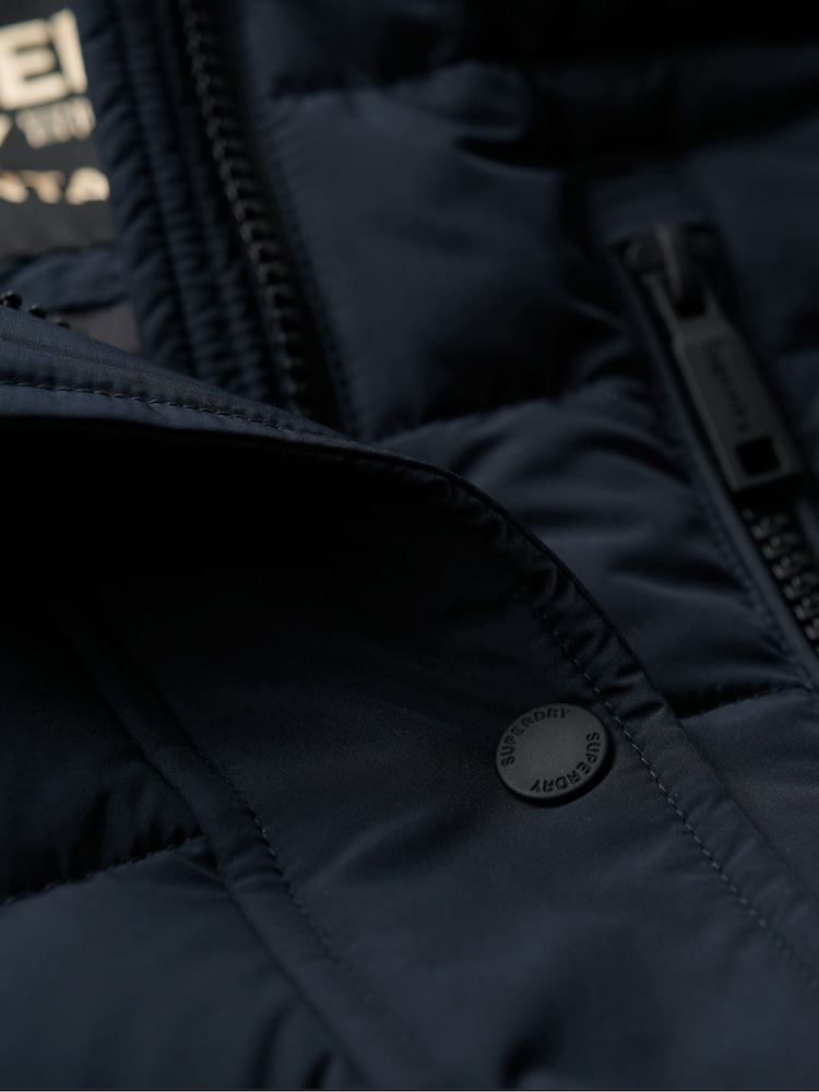Superdry Blue Fuji Hooded Mid Length Puffer Jacket - Image 8 of 8