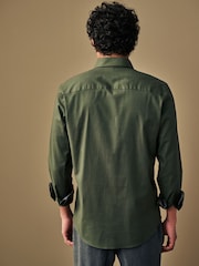 Forest Green Regular Fit Brushed Flannel Shirt - Image 3 of 7