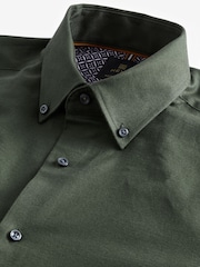 Forest Green Regular Fit Brushed Flannel Shirt - Image 6 of 7