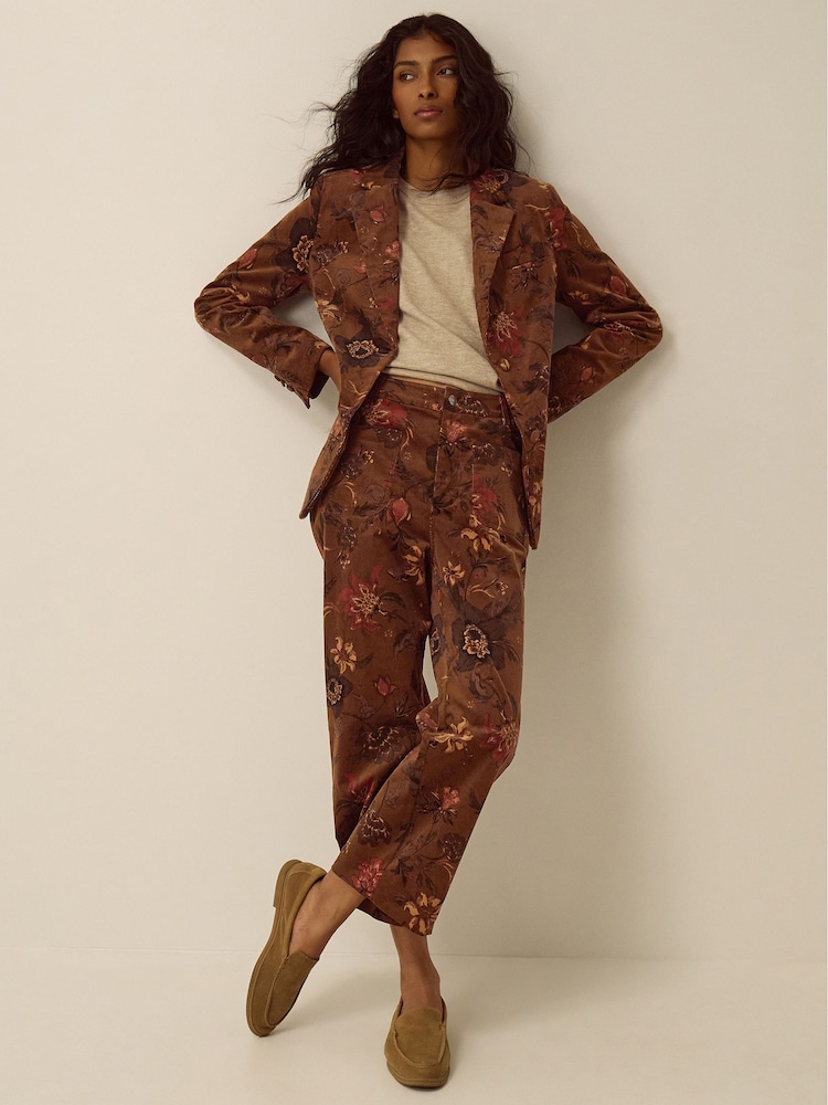 Monsoon Brown Princella Floral Corduroy Blazer - Image 1 of 5 Monsoon Brown Princella Floral Corduroy Blazer - Image 1 of 5