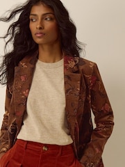 Monsoon Brown Princella Floral Corduroy Blazer - Image 2 of 5