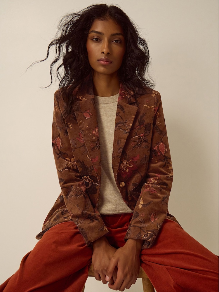 Monsoon Brown Princella Floral Corduroy Blazer - Image 5 of 5 Monsoon Brown Princella Floral Corduroy Blazer - Image 5 of 5