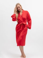 Cyberjammies Red Ribbed Jersey Long Dressing Gown - Image 2 of 4