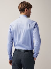 Light Blue/Burgundy Red Textured Regular Fit Single Cuff Shirt And Tie Pack - Image 3 of 8