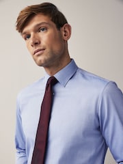 Light Blue/Burgundy Red Textured Regular Fit Single Cuff Shirt And Tie Pack - Image 4 of 8