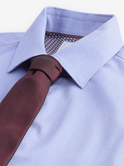 Light Blue/Burgundy Red Textured Regular Fit Single Cuff Shirt And Tie Pack - Image 7 of 8