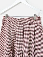Oliver Bonas Red Gingam Scalloped Hem Midi Skirt - Image 4 of 5