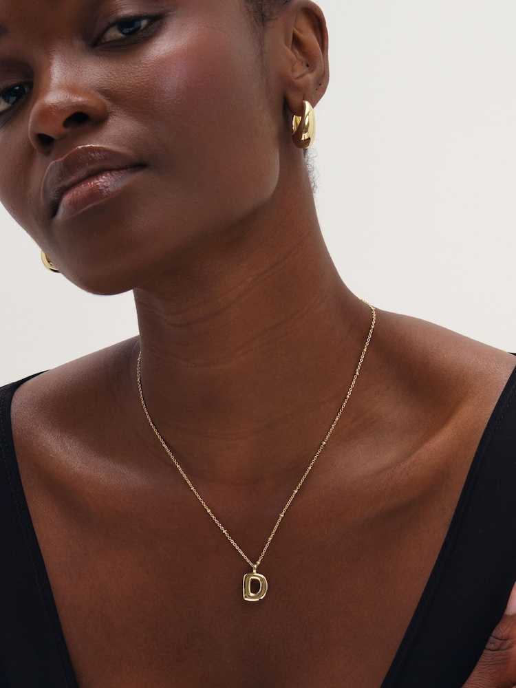 Inicio Gold Tone Bubble Initial Necklace - D - Image 2 of 2 Inicio Gold Tone Bubble Initial Necklace - D - Image 2 of 2