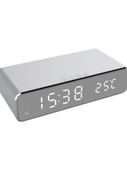 MenKind Silver RED5 Wireless Charging Alarm Clock LED Display - Image 2 of 6