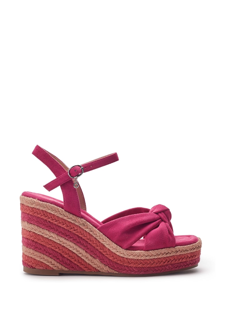 Moda in Pelle Pink Margaritaa Knot Detail Wedge - Image 1 of 4 Moda in Pelle Pink Margaritaa Knot Detail Wedge - Image 1 of 4