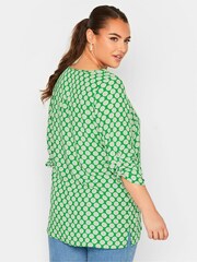 Yours Curve Green Tab Sleeve Blouse - Image 2 of 4