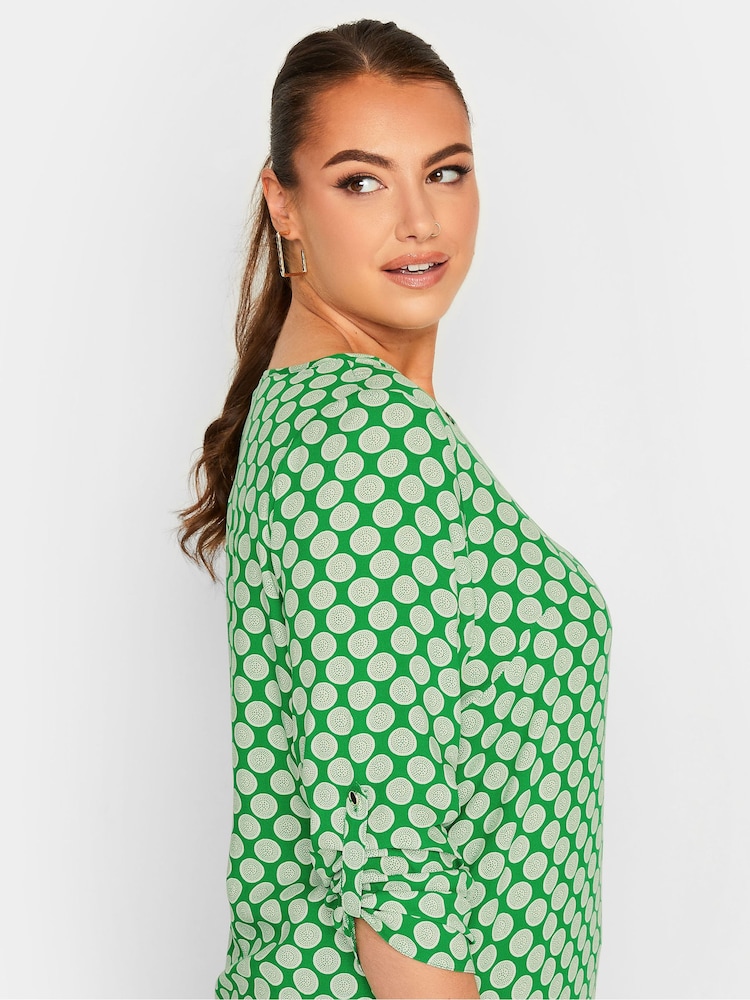 Yours Curve Green Tab Sleeve Blouse - Image 4 of 4