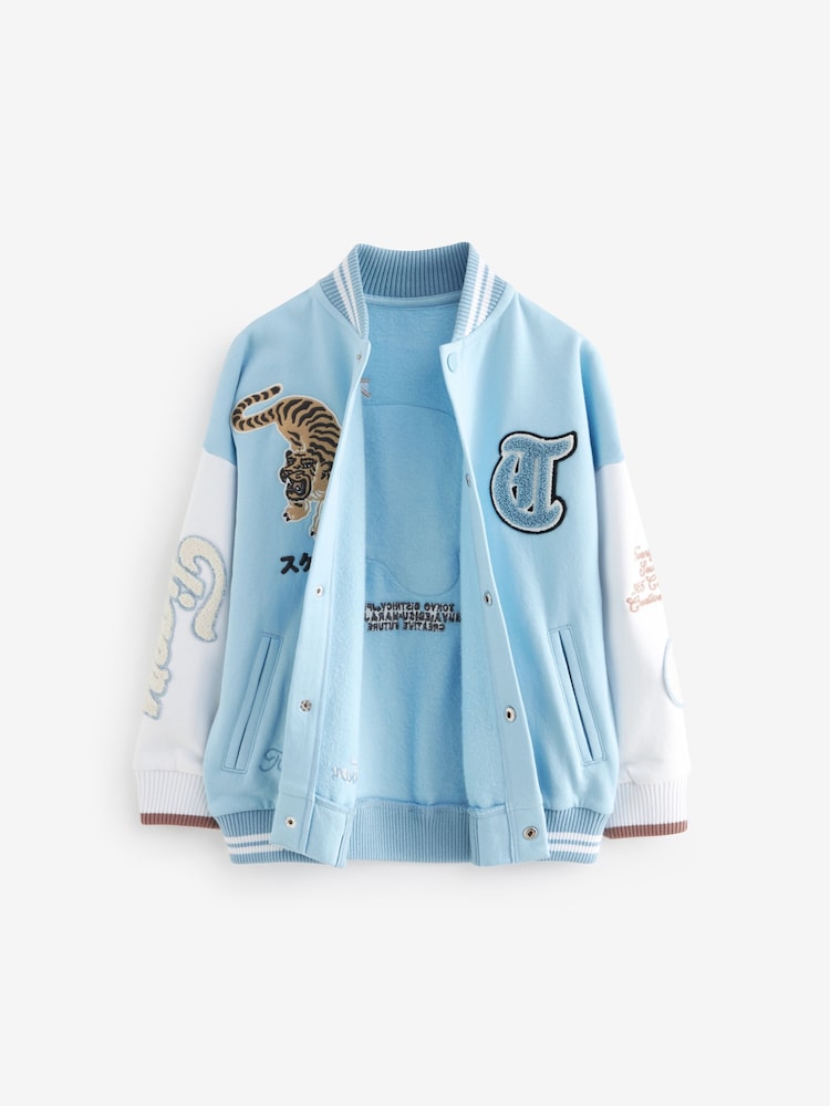 Blue/White Tiger Varsity Bomber Jacket (3-16yrs) - Image 2 of 9