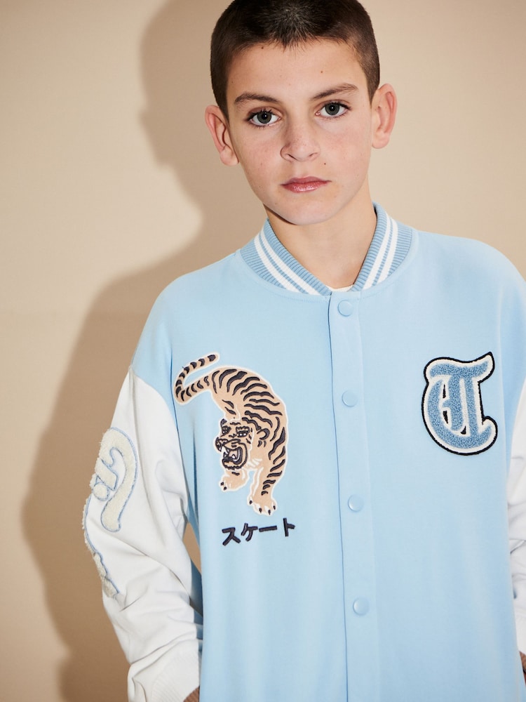 Blue/White Tiger Varsity Bomber Jacket (3-16yrs) - Image 8 of 9