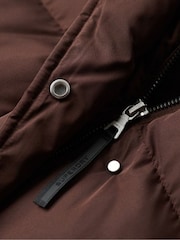 Superdry Brown 100% Cotton Maxi Hooded Puffer Coat - Image 8 of 8