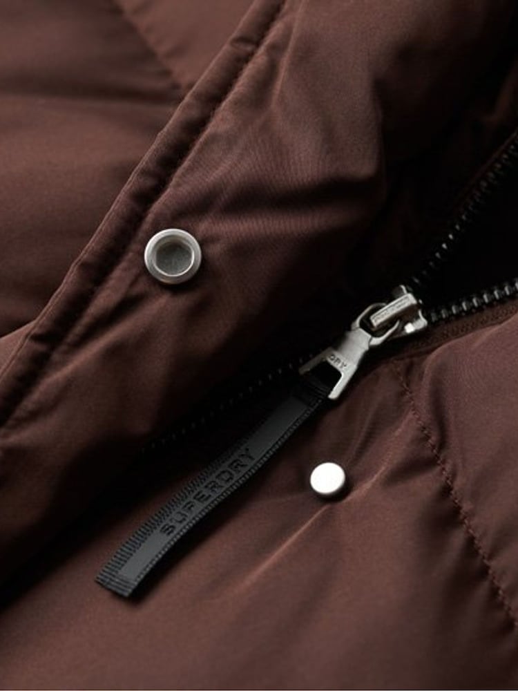 Superdry Brown 100% Cotton Maxi Hooded Puffer Coat - Image 8 of 8