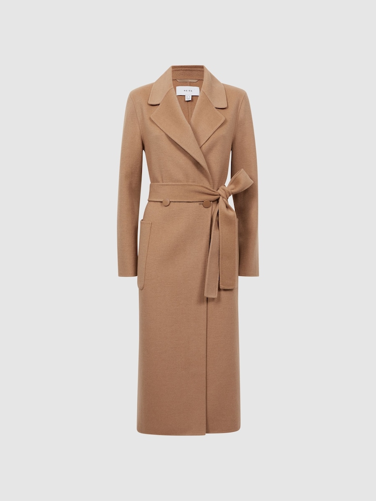 Camel - Reiss Lucia Zweireihiger Mantel aus Wolle mit Blindnaht in Relaxed Fit - Bild 2 von 5 Camel - Reiss Lucia Zweireihiger Mantel aus Wolle mit Blindnaht in Relaxed Fit - Bild 2 von 5