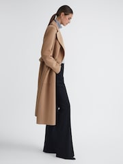 Reiss Camel Lucia Long Wool Blend Blindseam Coat - Image 3 of 5