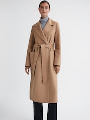 Reiss Camel Lucia Long Wool Blend Blindseam Coat - Image 4 of 5
