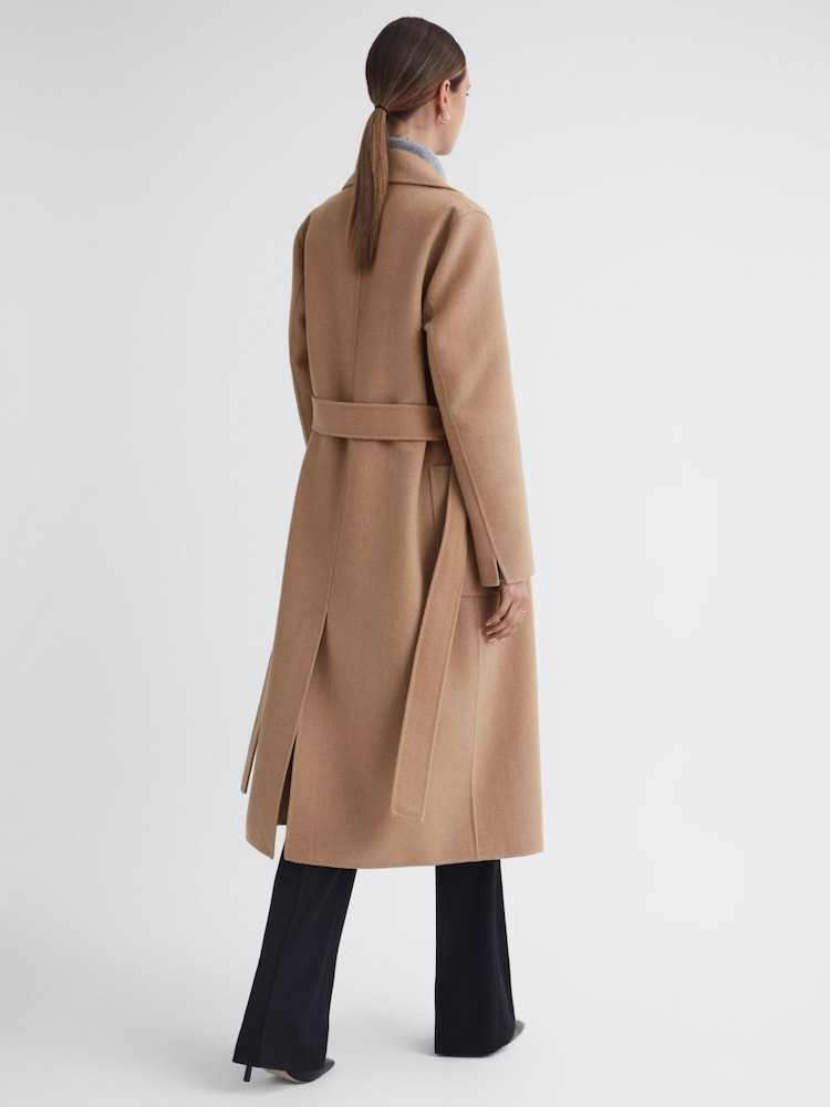 Reiss Camel Lucia Long Wool Blend Blindseam Coat - Image 5 of 5