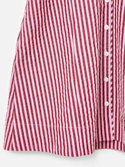 Oliver Bonas Pink Pink & Burgundy Striped Seersucker Puff Sleeve Mini Dress - Image 7 of 7