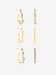 Mood Gold Mood Gold Plated Pave And Glitter Hoop Pack Of 3 - Image 1 of 1