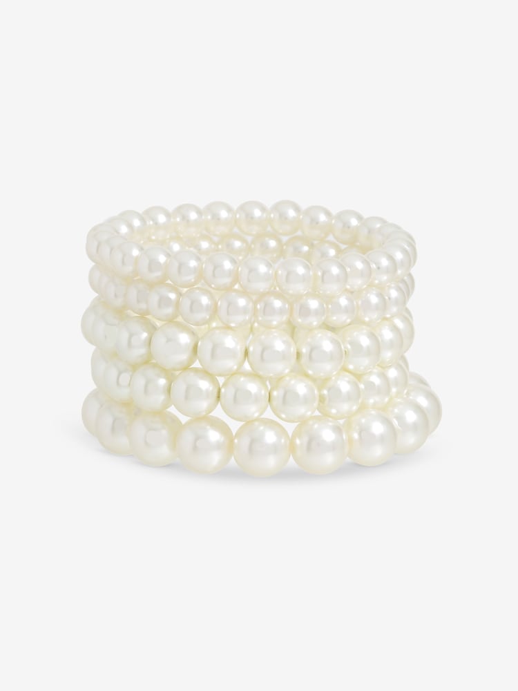 Mood Gold Tone Pearl Stretch Multipack Bracelet - Image 3 of 3 Mood Gold Tone Pearl Stretch Multipack Bracelet - Image 3 of 3