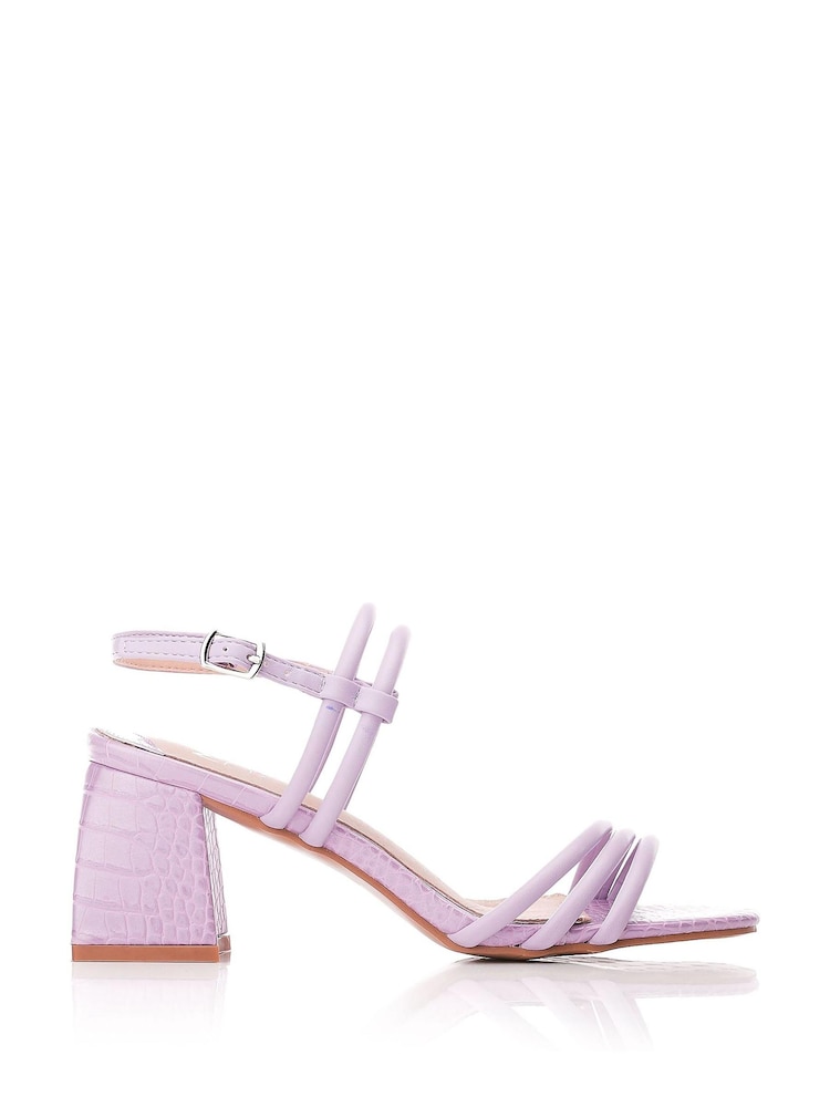 Moda in Pelle Maliqa Purple Flare Heeled Sandals With Tubular Straps - Image 1 of 4 Moda in Pelle Maliqa Purple Flare Heeled Sandals With Tubular Straps - Image 1 of 4