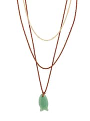 Oliver Bonas Brown Florice Fish Pendant Triple Row Cord Necklace - Image 3 of 3