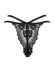 Pour Moi Black India Eyelash Lace Thong V Knicker - Image 5 of 5