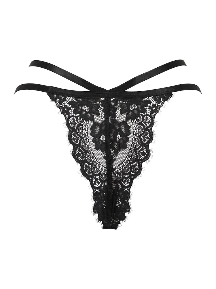 Pour Moi Black India Eyelash Lace Thong V Knicker - Image 5 of 5 Pour Moi Black India Eyelash Lace Thong V Knicker - Image 5 of 5