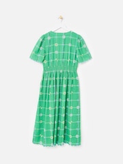 Oliver Bonas Green Floral V-Neck Short Sleeve Midi Dress - Image 2 of 5