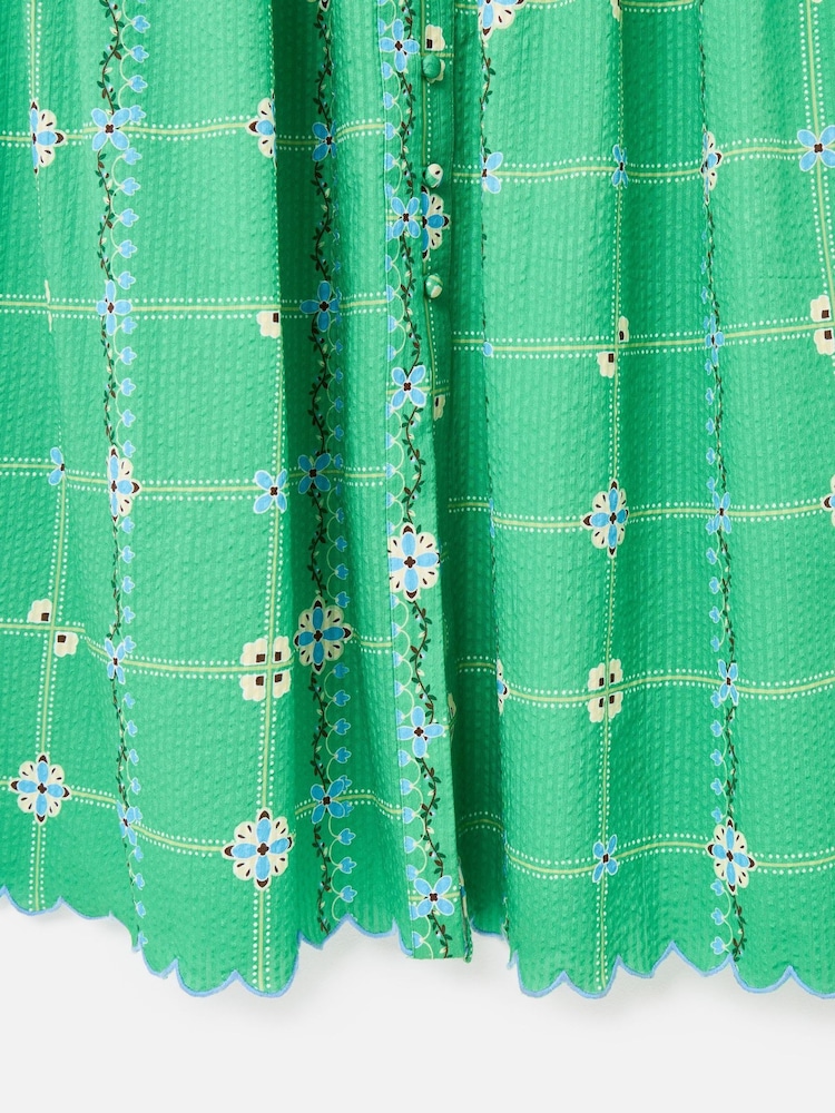 Oliver Bonas Green Floral V-Neck Short Sleeve Midi Dress - Image 5 of 5 Oliver Bonas Green Floral V-Neck Short Sleeve Midi Dress - Image 5 of 5