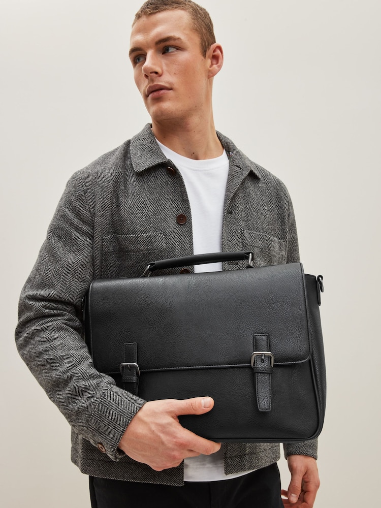 Black Briefcase Messenger Bag - Image 1 of 7