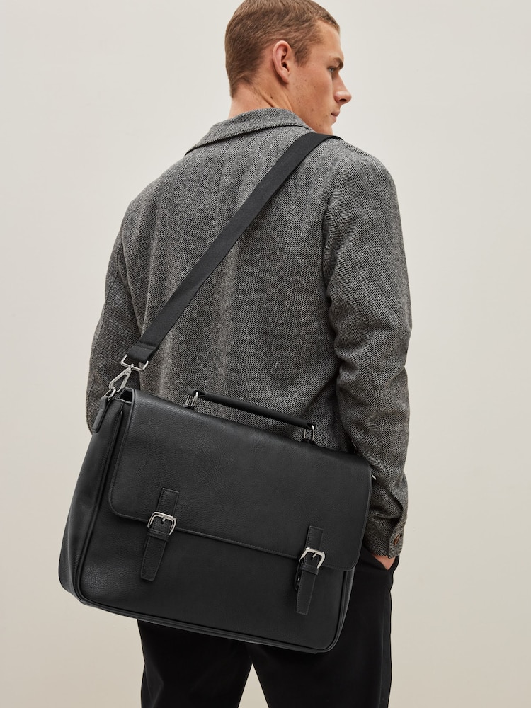 Black Briefcase Messenger Bag - Image 2 of 7