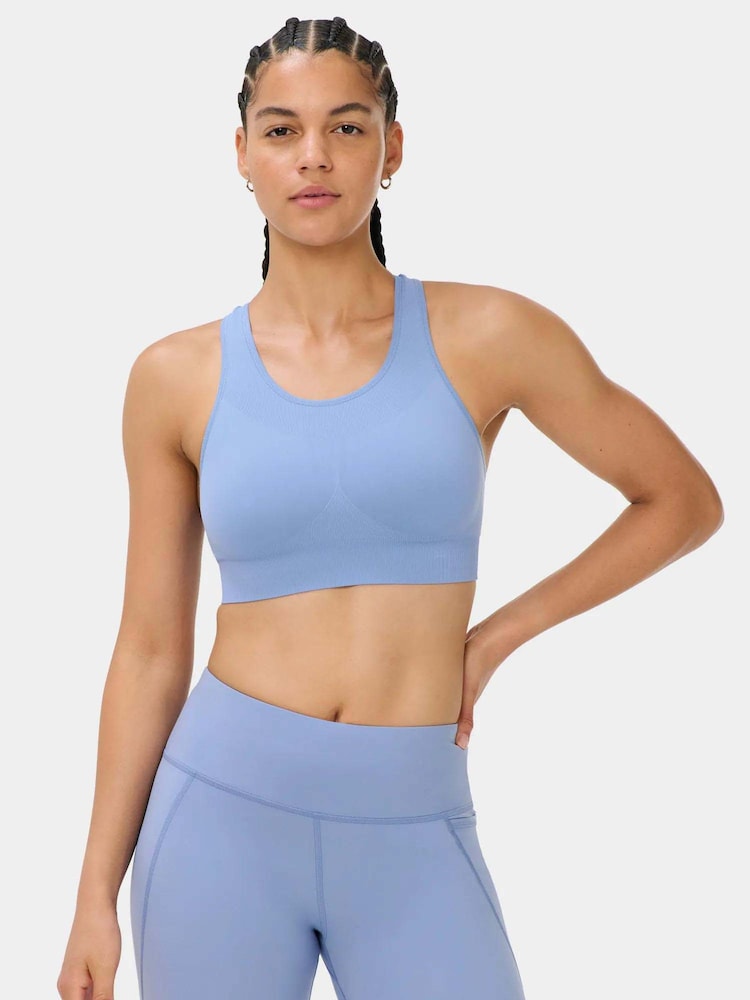 Sweaty Betty Blue Stamina Seamless Sports Bra - Image 2 of 6 Sweaty Betty Blue Stamina Seamless Sports Bra - Image 2 of 6