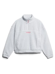 Lila - Superdry Teddyfell-Sweatshirt mit Stickerei und kurzem Reissverschluss - Bild 3 von 6