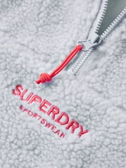 Lila - Superdry Teddyfell-Sweatshirt mit Stickerei und kurzem Reissverschluss - Bild 4 von 6