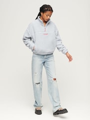 Lila - Superdry Teddyfell-Sweatshirt mit Stickerei und kurzem Reissverschluss - Bild 6 von 6