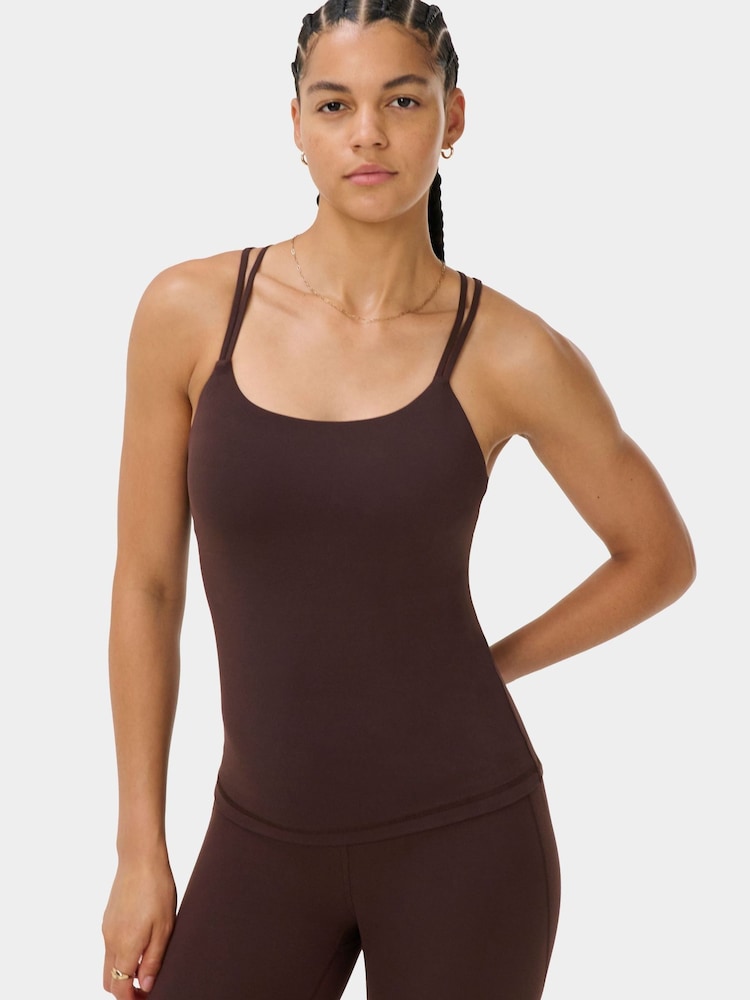 Sweaty Betty Brown Ultimate Studio Strappy Back Bra Tank - Image 1 of 5 Sweaty Betty Brown Ultimate Studio Strappy Back Bra Tank - Image 1 of 5