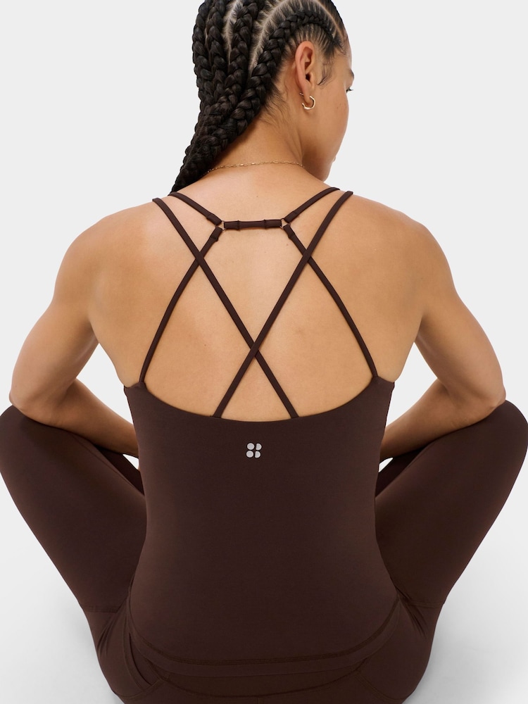 Sweaty Betty Brown Ultimate Studio Strappy Back Bra Tank - Image 2 of 5 Sweaty Betty Brown Ultimate Studio Strappy Back Bra Tank - Image 2 of 5