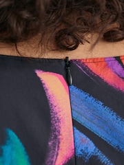 GANT Floral Print Volume Sleeve Black Midi Dress - Image 6 of 6